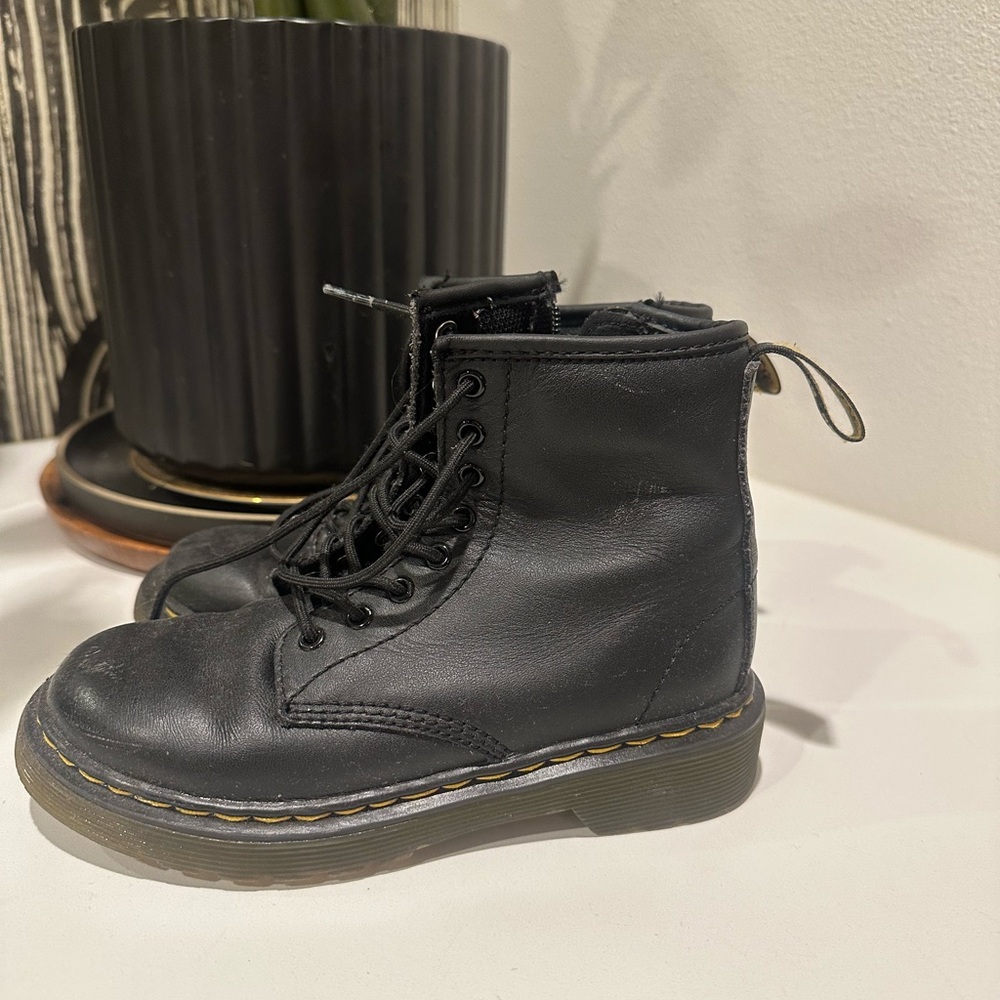 Black Leather Lace-Up Boots